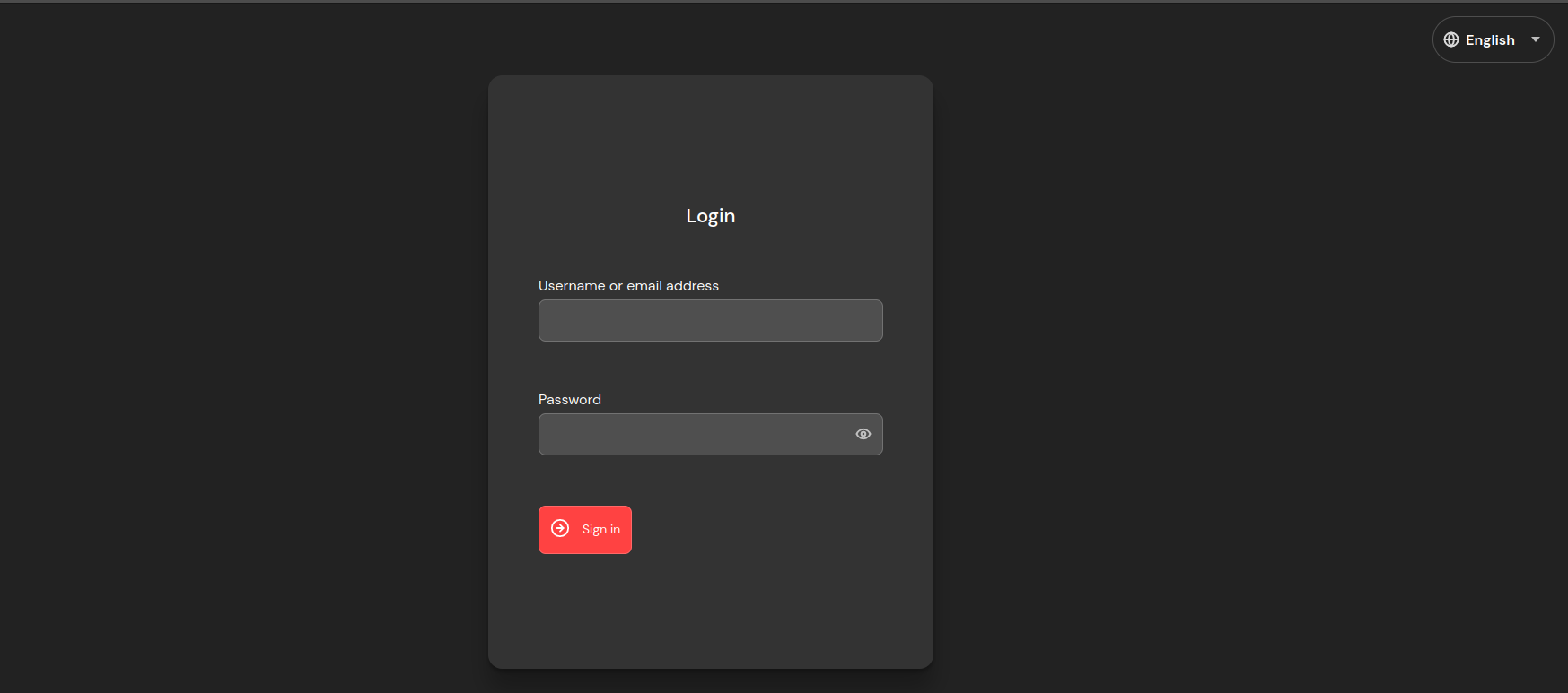 Login page